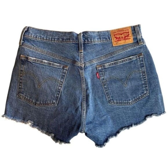 Levis 501 Shorts Women 29 Blue Cut Off Button Fly Mid Rise Premium Denim - Picture 4 of 16